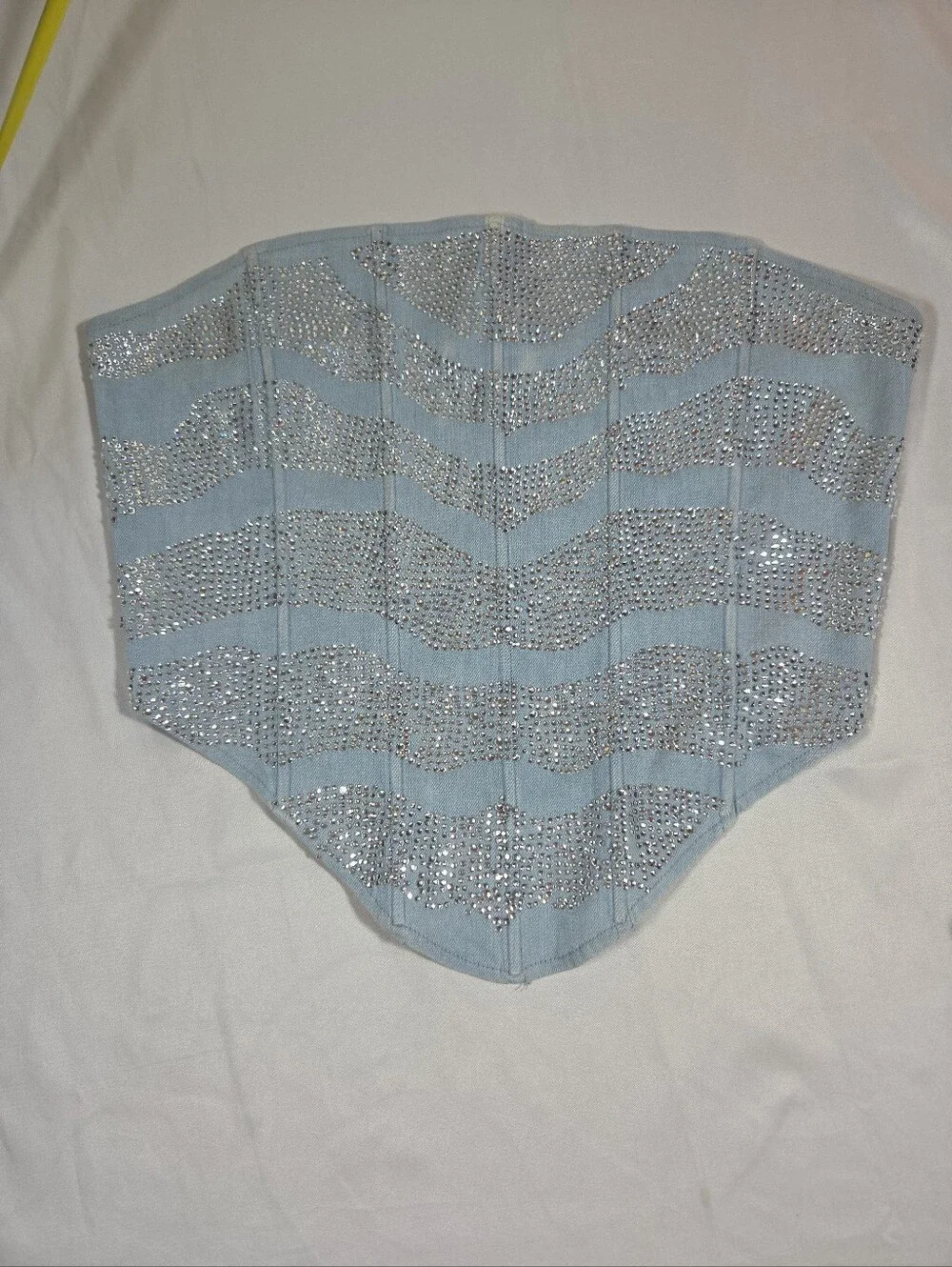 Akira Crystal Studded Embellishment Denim Corset Size M Y2K McBling Clubwear